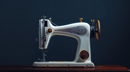 sewing machine on the dark background