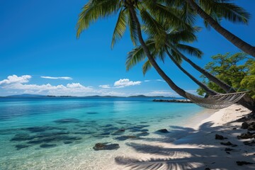 Coqueiros on paradise island by the sea., generative IA