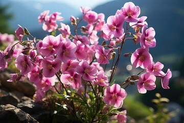 Alpine orchids at high altitudes natural beauty., generative IA