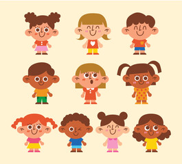 Children Kids Emoticon Sticker Illustration Collection