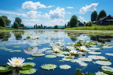 Flooded rice fields, green life., generative IA