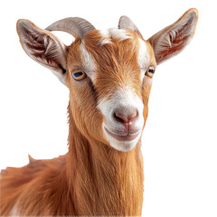 Fototapeta premium Portrait of a goat isolated on transparent background cutout