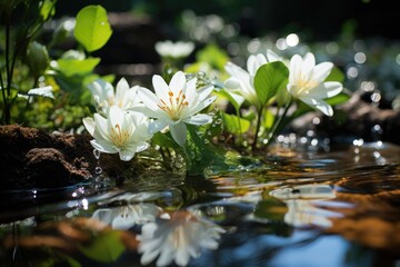 Aquatic plants around a park source., generative IA