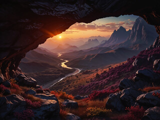 sunset in the mountains