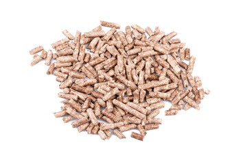 wood heating pellet isolated on white background