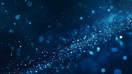 Abstract Blue Background with Glowing Particles and Bokeh Lights