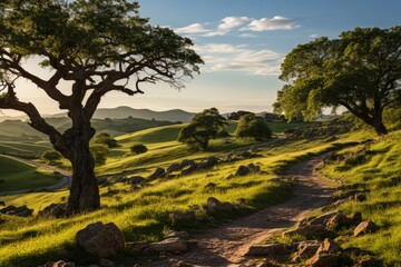 Obraz premium Natural Scenario Exuberant grass in a national park., generative IA