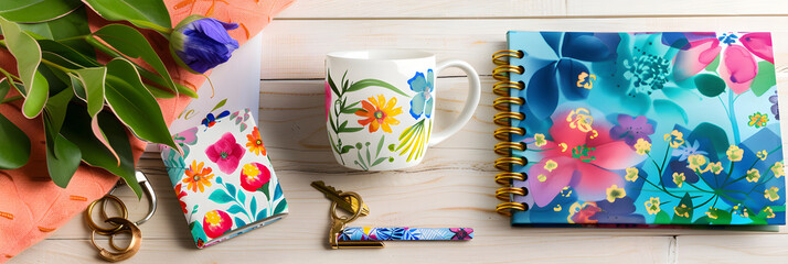 Zazzle's Unique Personalized Gift Ideas: Floral Mug, Stylish Notebook, Geometric Cushion, and Custom Keychain