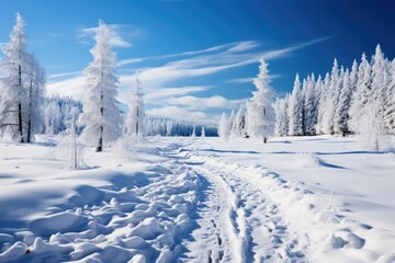 Winter trees, snow -covered branches., generative IA