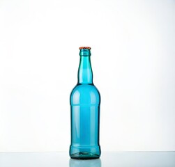 bottle of beer, alcohol, green, drink, beer, white, object, wine, empty, liquid, beverage, transparent, blank, single, refreshment, container, cold, color, nobody