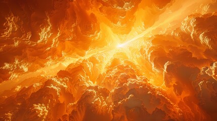 A cloud of glowing orange gas floats in space, flowing with a mass of energy.