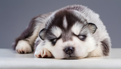 Sleeping Baby Siberian Husky in Dreamland
