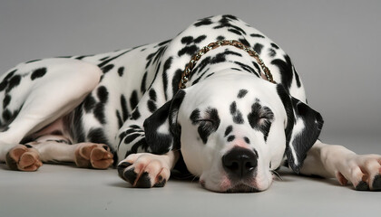 Adorable Dalmatian Sleeping Peacefully