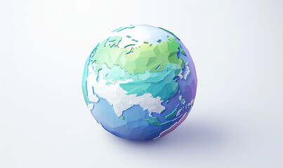 Creative 3D Icon of Northeast Asia Earth View with Green Areas on a White Background