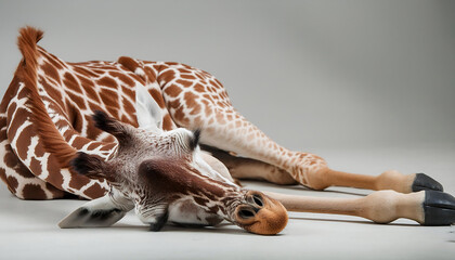 Serene Slumber of a Sleeping Giraffe