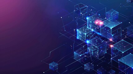 cube graph with binary code, futuristic elements concept,blockchain technology concept