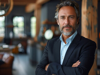 Fototapeta premium Portrait of business man standing in office