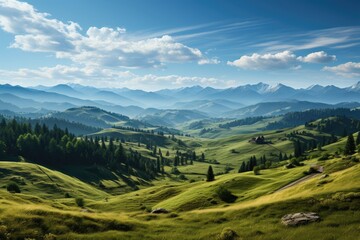 Obraz premium Stunning panoramic view of the top of the hill., generative IA