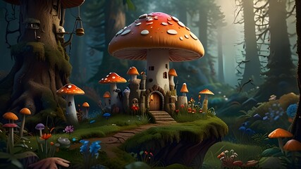 landscape with mushrooms
