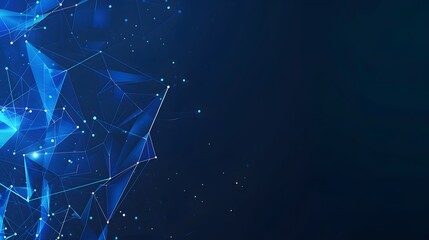 Abstract Blue Geometric Background with Polygonal Network Lines