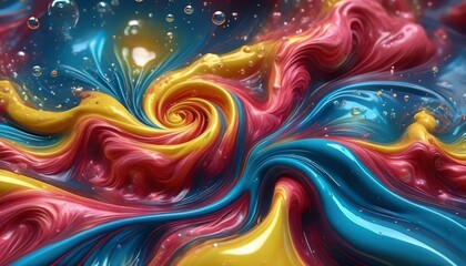 Shiny fluid blue yellow and rose color