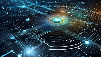 Obraz premium Digital abstract backdround for technological operations, neural networks, AI, data transmission and encryption audio and visual representations, scientific research.