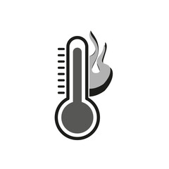 Hot temperature icon. Black and white thermometer with heat. Vector weather symbol.