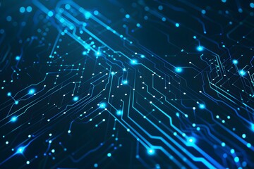 Obraz premium Abstract Blue Technology Background with Glowing Connection Lines