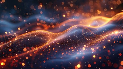 Abstract background of curved wires and glowing particles.