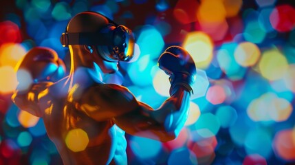 A virtual reality boxing match between players from different countries each with their own unique avatar and skillset.