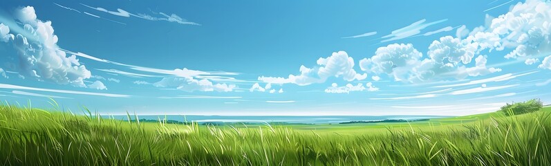 Obraz premium beautiful meadow with clear sky