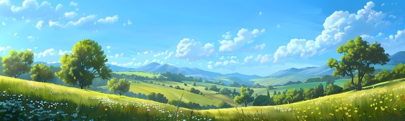 Obraz premium beautiful meadow with clear sky