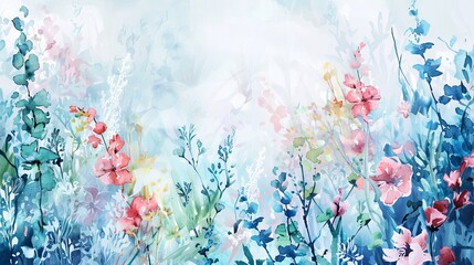 Watercolor floral background for wedding, birthday, card, invitation