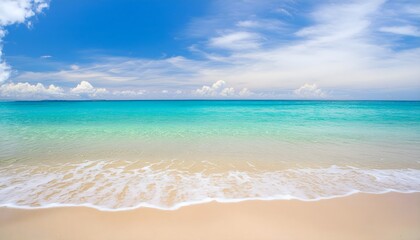 Fototapeta premium Beautiful tropical beach, blue summer sky and white sandy ocean