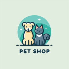 vector dog and cat logo with pet shop text