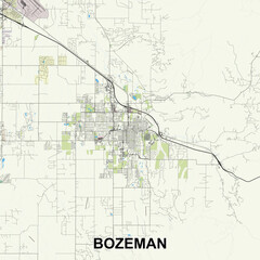 Bozeman, Montana, United States map poster art