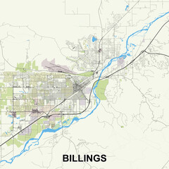 Fototapeta premium Billings, Montana, United States map poster art