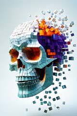  The skull  is surrounded by colorful cubes - 1