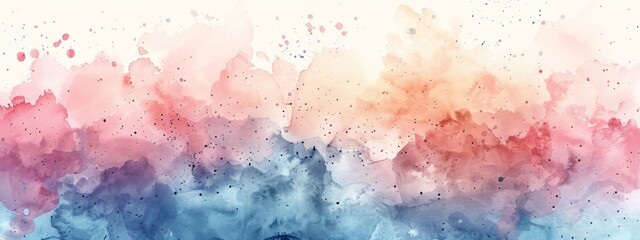 A pattern of hand-painted watercolor splashes in soft pastel hues, creating an abstract background.