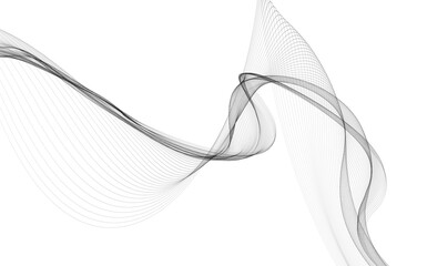 Abstract background with monochrome wave lines on white background.