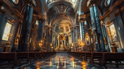 Fototapeta premium interior of the church of the holy sepulchre