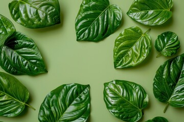 green betel leaves on a one color background - generative ai