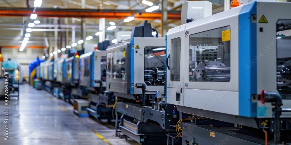 Aufkleber automation in manufacturing machines in a factory assembly line conveyor belt process for business p