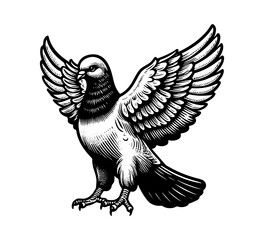 Rock Pigeon hand drawn vintage vector