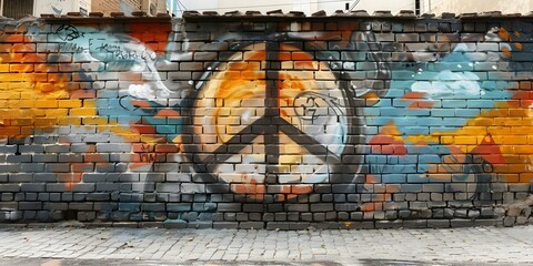 Street art of a brick wall promoting peace and crosscultural dialogue. Concept Street Art, Brick...