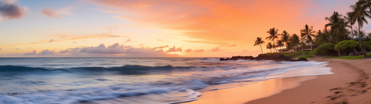 Beautiful Hawaiian Sunset Over a Serene Beach