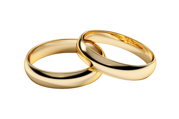 Two Golden Rings isolated on transparent background, png, cut out.