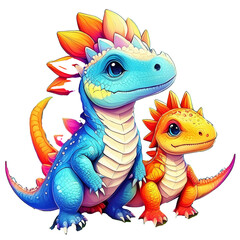 Obraz premium Super Colorful Baby Dinosaurs Illustrations for Decoration