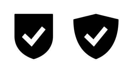 Shield check mark  icon set. Protection approve sign. Safe icon vector