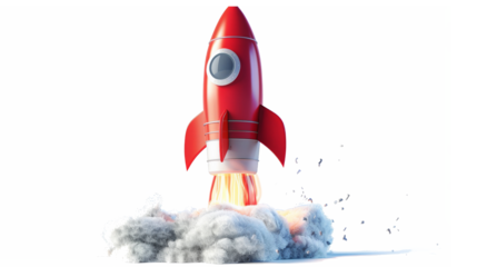 3D icon of a rocket isolated on transparent background,png